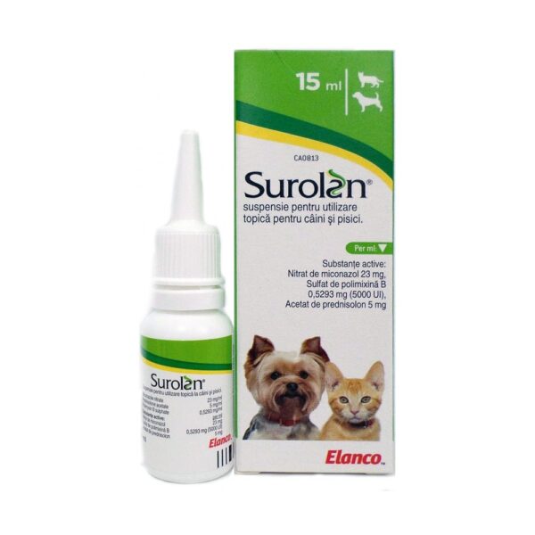 Surolan 15ml -Ear Care Otic Suspension for Dogs and Cats